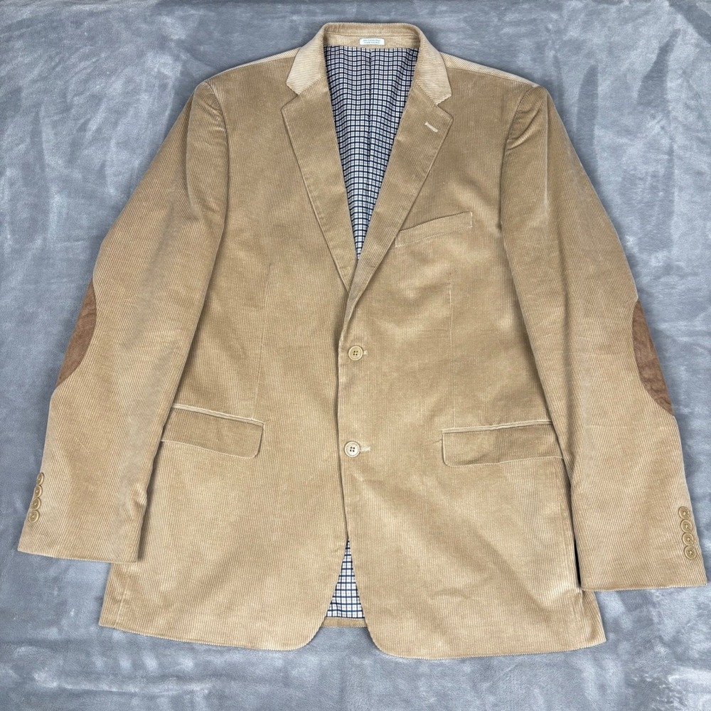 Saddlebred Heritage Corduroy Blazer Tan‎ Elbow Patches Mens 42L